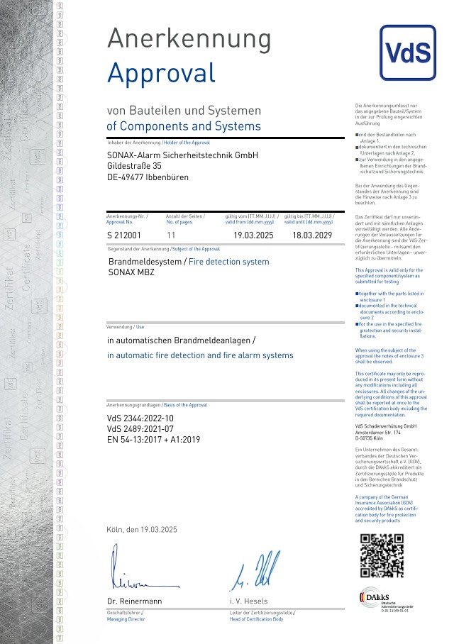 Zertifikat_Brandmeldesystem SONAX MBZ S212001